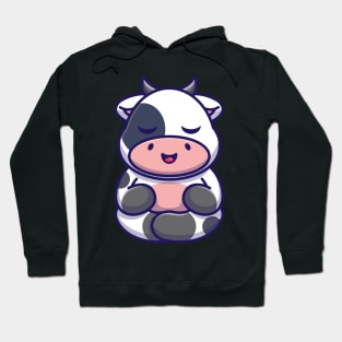 Cute baby cow meditation cartoon Hoodie